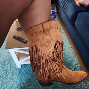 Women Cowgirl Cowboy Boots Block Heel Western Shoes